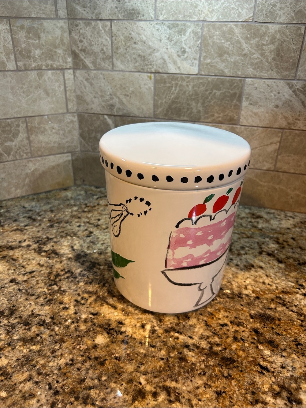 KATE SPADE FOR LENOX ALL IN GOOD TASTE 8” CERAMIC CANISTER WITH LID, NWT - Picture 4 of 8